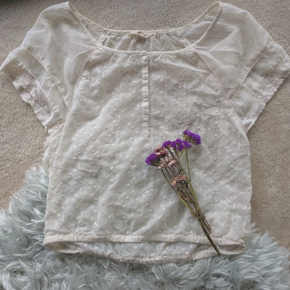 Lace Sheer Top with Butterfly Sleeves from AE